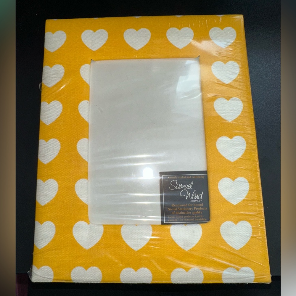 VINTAGE 1990 Yellow Canvas Heart Picture Frame Samuel Ward Company